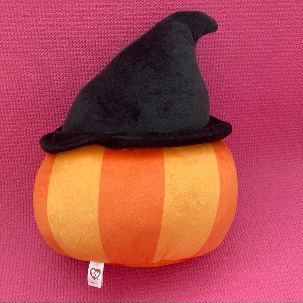 Ramona TY Squish-A-Boos Squishy Plush Stuffed Toy Halloween Pumpkin 10” - Picture 2 of 8